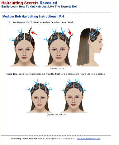 Medium bob hair style cutting instructions - sample page from "Haircutting 