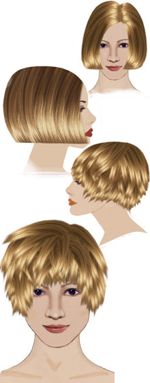 Sample of short bob and short-layered bob haircut hair-styles you'll learn 